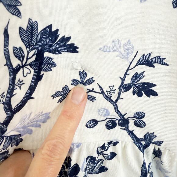 Me + Em Women's 10 Cream Modern Botanical Print Tiered Short Dress Blue Floral - Picture 14 of 15